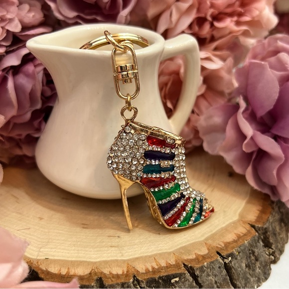 Multicolor 3D High Heel Crystal Shoe Keychain Charm - Picture 5 of 16